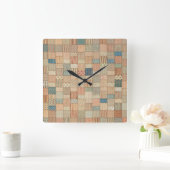 ミュートされたカラーのパッチワークキルト スクエア壁時計 (ホーム)