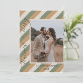 ミュートされたカラーメリー写真の結婚した結婚クリスマス サンキューカード (スタンド正面)