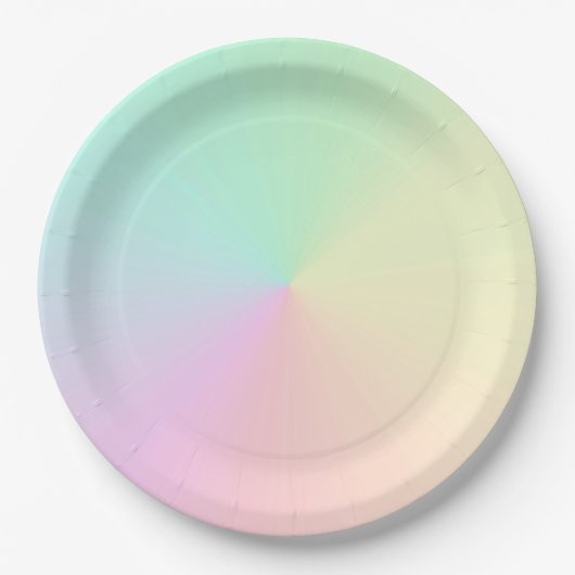 ミュートされたグラデグラデーションントレインボーパステル ペーパープレート (正面)