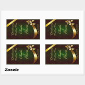 ミュートされたグリーンレース&金ゴールド結婚のワインラベルシール 長方形シール (シート)