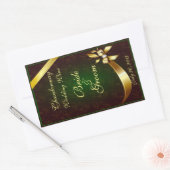 ミュートされたグリーンレース&金ゴールド結婚のワインラベルシール 長方形シール (封筒)