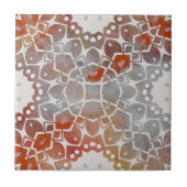 ミュートされたグレーと赤はっきりしたのヴィンテージ幾何学的パターン タイル (正面)