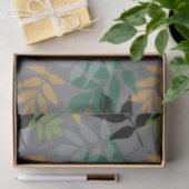 ミュートされたグレー上の現代の新しい重なり合った葉 薄葉紙 (ギフト)