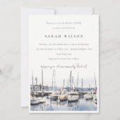 ミュートされたコースタルハーバーボーツシースケープブライダルシャワー 招待状 (正面)
