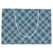ミュートされたシアンのプレイドパターン大抱き枕 ラージペーパーバッグ (裏面)