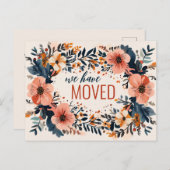 ミュートされたシックな花模様新しいアドレスを移動 ポストカード (正面/裏面)