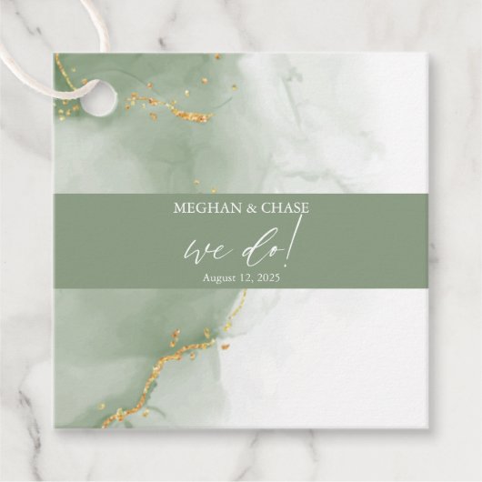 ミュートされたセージ抽象芸術 フェイバータグ (正面)