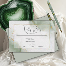 ミュートされたセージ金ゴールドマーブル 出欠カード