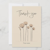 ミュートされたトーンのブライダルシャワー サンキューカード (正面)