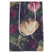 ミュートされたトーンのヴィンテージフローラ ミディアムペーパーバッグ (裏面)