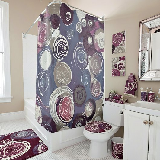 ミュートされたトーンの抽象芸術バラ シャワーカーテン