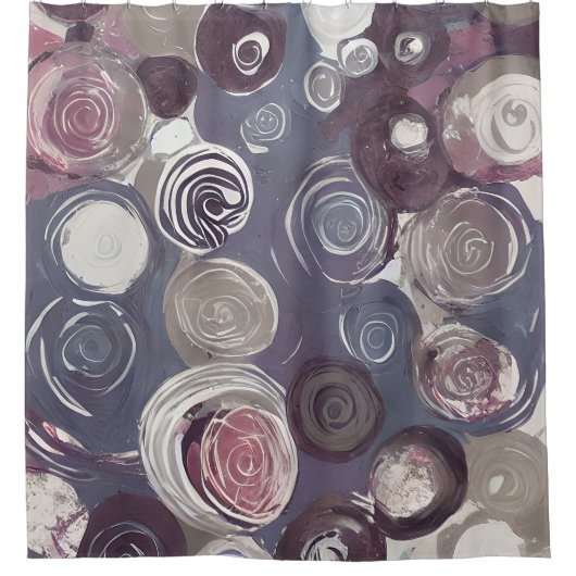 ミュートされたトーンの抽象芸術バラ シャワーカーテン (正面)