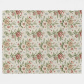 ミュートされたトーンシャビーなシックなクラシックフローラアクセント フリースブランケット (正面(横))