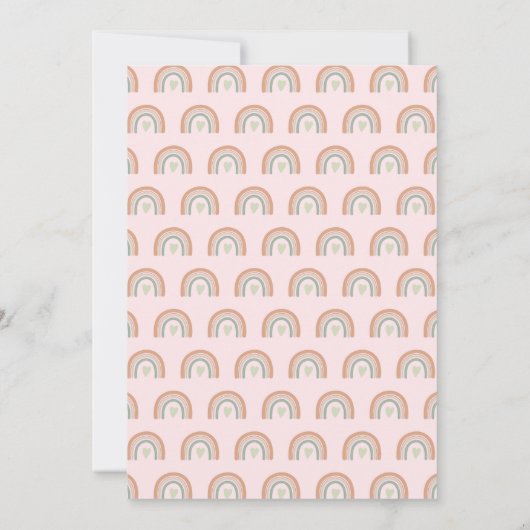 ミュートされたトーンパステルボホレインボー1st誕生日 招待状 (裏面)