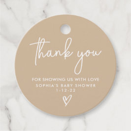 ミュートされたトーンモダンミニマルBoho Baby Shower フェイバータグ