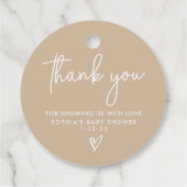 ミュートされたトーンモダンミニマルBoho Baby Shower フェイバータグ (裏面)