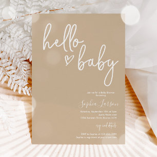 ミュートされたトーンモダンミニマルBoho Baby Shower 招待状