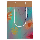 ミュートされたトーン抽象芸術ひまわり中抱き枕 ミディアムペーパーバッグ (裏面)
