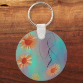 ミュートされたトーン抽象芸術ひまわり キーホルダー (正面)