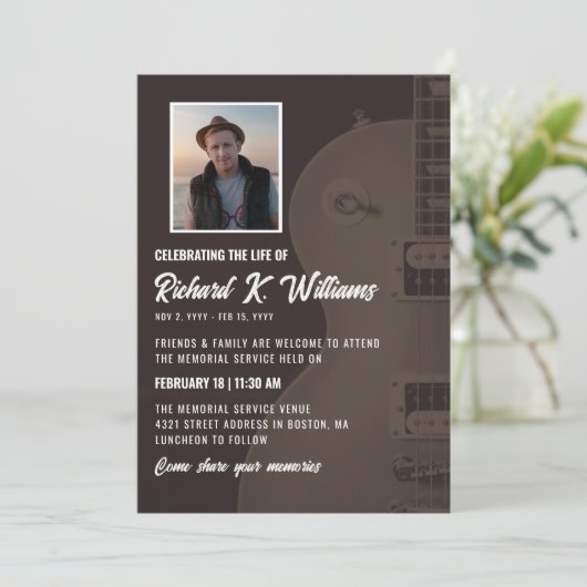 ミュートされたトーン祝ギターの写真の生活 招待状 (スタンド正面)