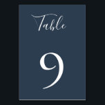 ミュートされたネイビーブルーテーブル番号カード テーブルナンバー<br><div class="desc">トレンディーはネイビー無地のブルー、カラーテーブル番号カードをミュート私たちのネイビー植物収集に一致するように設計。</div>
