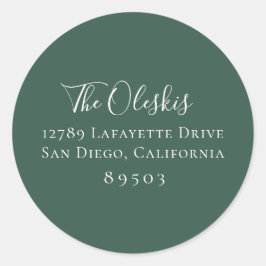 ミュートされたハンターグリーン差出人住所シール ラウンドシール