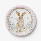 ミュートされたパステルウォーターカラーフローラリースイースター ペーパープレート (正面)