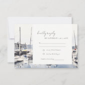 ミュートされたパステルコースタルハーバーボーナズシー結婚ケープ 出欠カード (正面)