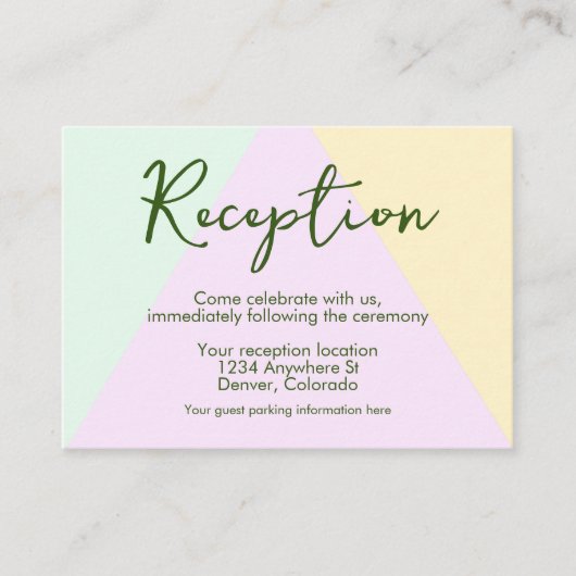 ミュートされたパステルジオメトリックウェディングレセプション エンクロージャーカード (正面)