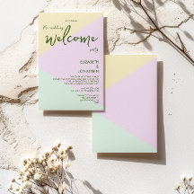 ミュートされたパステルジオメトリック結婚プレの歓迎パーティー