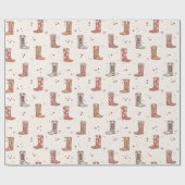 ミュートされたパステルズクリスマスホリデーウェスタンブーツカワイイ ラッピングペーパー (フラット)