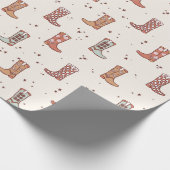 ミュートされたパステルズクリスマスホリデーウェスタンブーツカワイイ ラッピングペーパー (角)