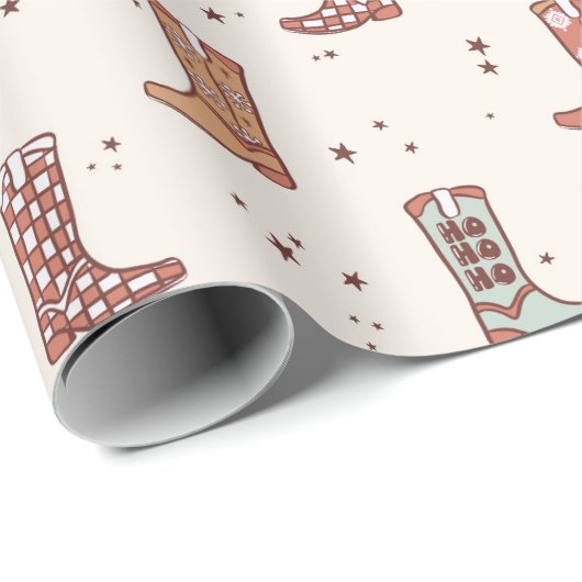 ミュートされたパステルズクリスマスホリデーウェスタンブーツカワイイ ラッピングペーパー (ロールコーナー)