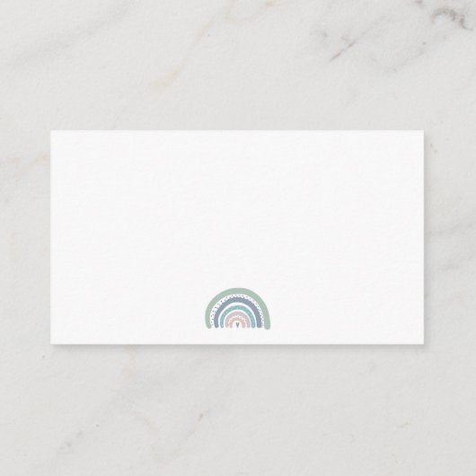 ミュートされたパステルレインボーベビーシャワーブックス エンクロージャーカード (裏面)