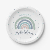 ミュートされたパステルレインボーベビーシャワー ペーパープレート (正面)