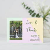 ミュートされたパステル結婚ジオメトリック サンキューカード (スタンド正面)