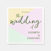 ミュートされたパステル結婚ジオメトリック スタンダードカクテルナプキン (正面)