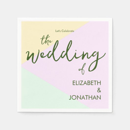 ミュートされたパステル結婚ジオメトリック スタンダードカクテルナプキン (正面)