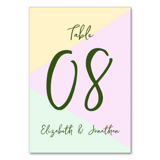 ミュートされたパステル結婚ジオメトリック テーブルナンバー (正面)