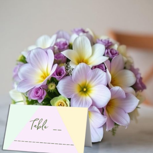 ミュートされたパステル結婚ジオメトリック プレイスカード