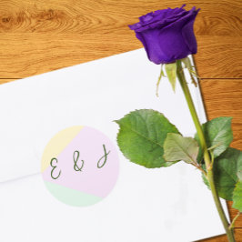 ミュートされたパステル結婚ジオメトリック ラウンドシール