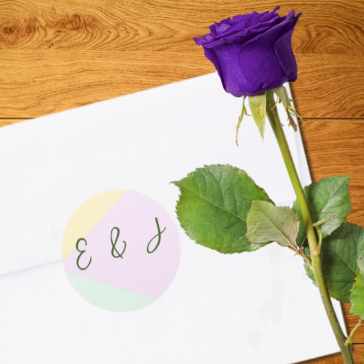 ミュートされたパステル結婚ジオメトリック ラウンドシール