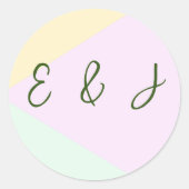 ミュートされたパステル結婚ジオメトリック ラウンドシール (正面)