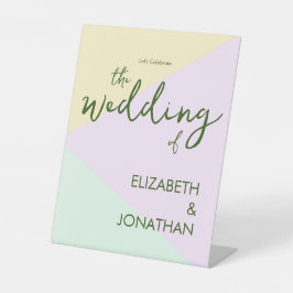 ミュートされたパステル結婚ジオメトリック 台座サイン