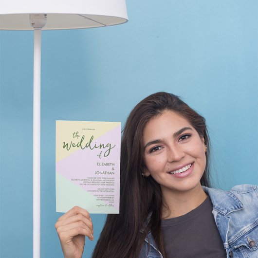 ミュートされたパステル結婚ジオメトリック 招待状