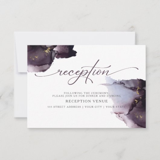 ミュートされたヒザーパープル抽象芸術の水色 招待状 (正面)