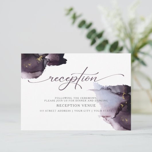 ミュートされたヒザーパープル抽象芸術の水色 招待状 (スタンド正面)