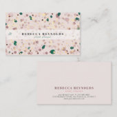 ミュートされたピンクと緑のテラゾパターモダンン 名刺 (正面/裏面)