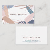 ミュートされたピンクと青のトロピカルト葉ロ 名刺 (正面/裏面)