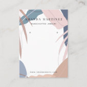 ミュートされたピンクと青のトロピカルリーフイヤリングディスプレイ 名刺 (正面)